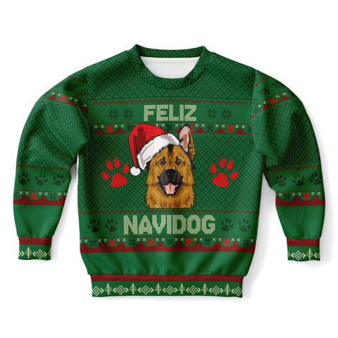 Feliz Navidog - German Shepherd - Athletic Kids/Youth Sweatshirt