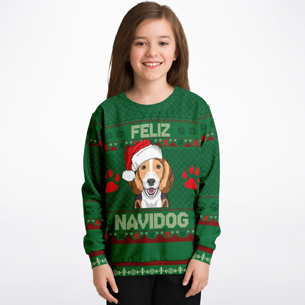 Feliz Navidog - Beagle - Athletic Kids/Youth Sweatshirt