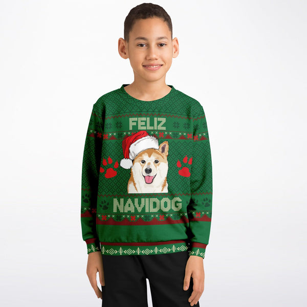 Feliz Navidog - Shiba Inu - Athletic Kids/Youth Sweatshirt