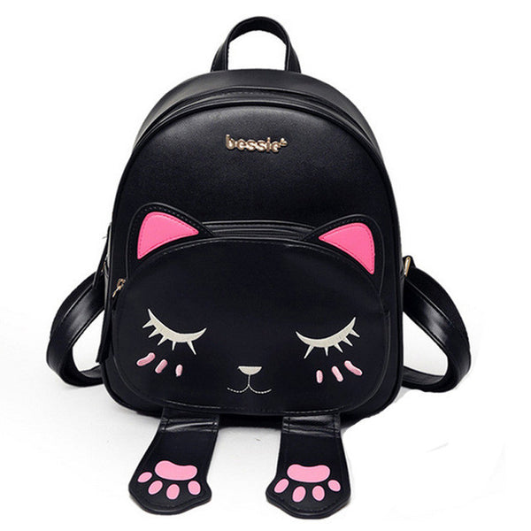 Lovely Cat Leather Backpacks for Women